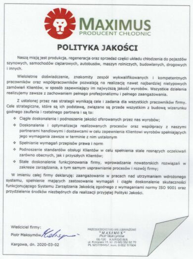 Polityka jakosci maximus  scaled x